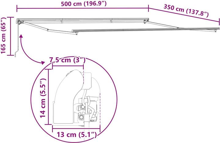Immagine prodotto vidaXL Einziehbare Markise (3.50 m)