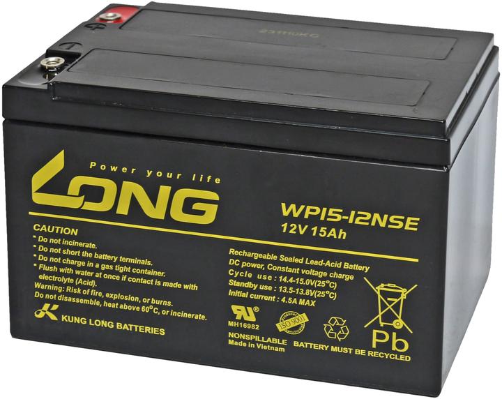 Kung Long WP15-12NSE 12V 15 Ah C20 Bleiakku AGM Zyklenfest (12 V, 15 Ah)
