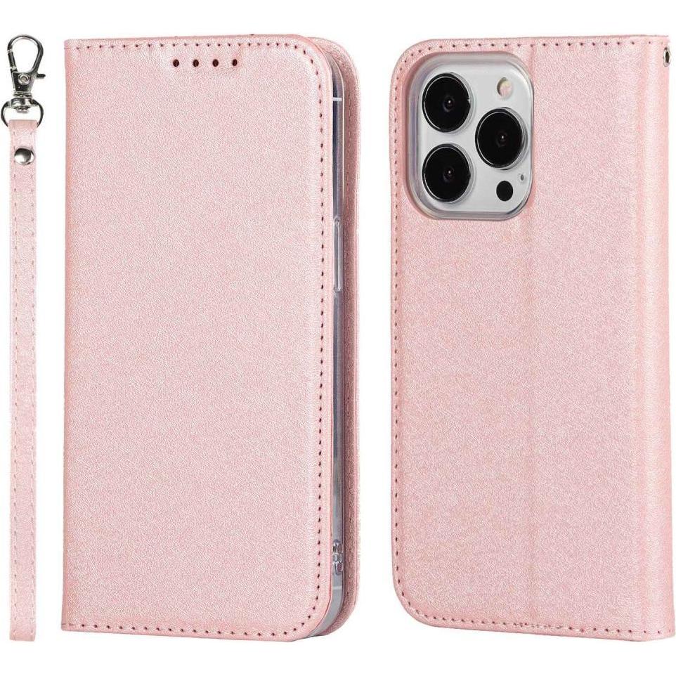 Cover-Discount iPhone 14 Pro Max - Silk Texture Flip Case rosa (Apple iPhone 14 Pro Max), Smartphone Hülle, Rosa
