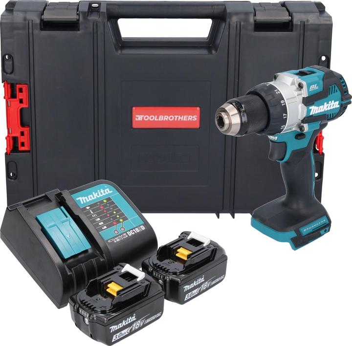 Produktbild Makita DHP 489 SFJ-R Akku Schlagbohrschrauber 18 V 73 Nm Brushless + 2x Akku 3,0 Ah + Ladegerät +