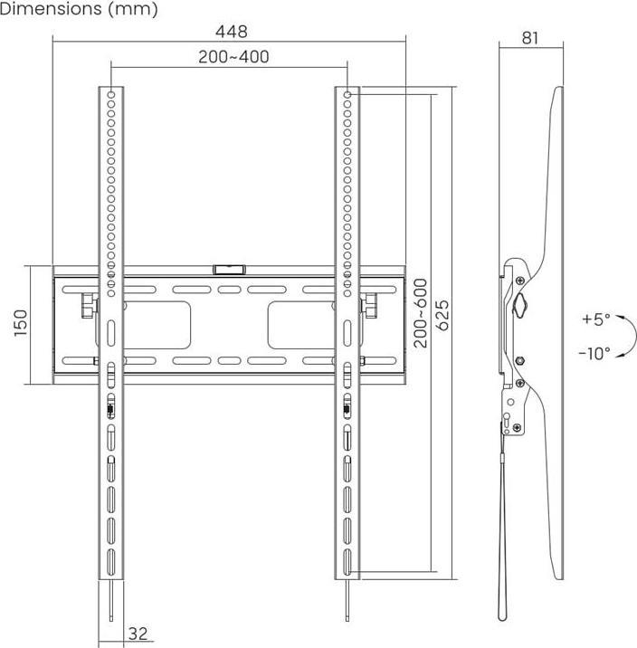 Produktbild Gembird TV bracket Tv stiprinājums TV wall mount Portrait digital signage (tilt) 37"-75" (Wand, 75 kg, 37" - 75")