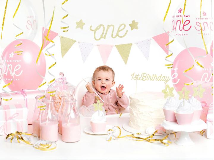 Produktbild Partydeco Ballonstrauss "One" rosa (6 x)