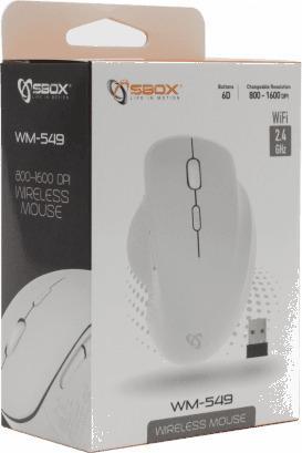 Actual product image Sbox ergonomisk trådløs mus - 1600 dpi - hvid (Cable)