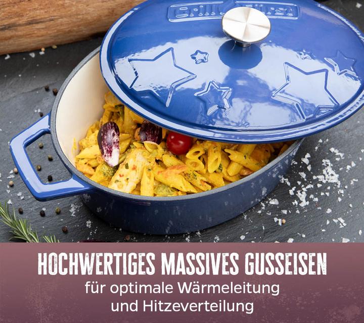 Actual product image Grillfürst Dutch Oven Star Pot / Cast Iron Roaster - enamelled - XL - blue