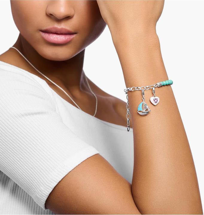 Immagine prodotto Thomas Sabo Ciondolo Charm Turchese Barca a vela Argento (Argento 925, Smalto)