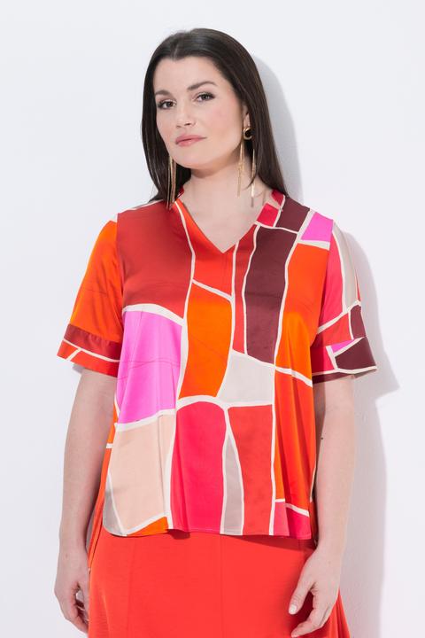 Actual product image Ulla Popken Abstract Print Stretch-Fit Viscose Blouse (42, 44)