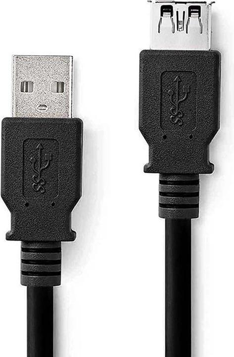 Actual product image Nedis USB cable | USB 3.2 Gen 1 | USB-A male | USB-A female | 5 Gbps | Nickel-plated | 3.00 m | Round (3 m, USB 3.2 Gen 1)