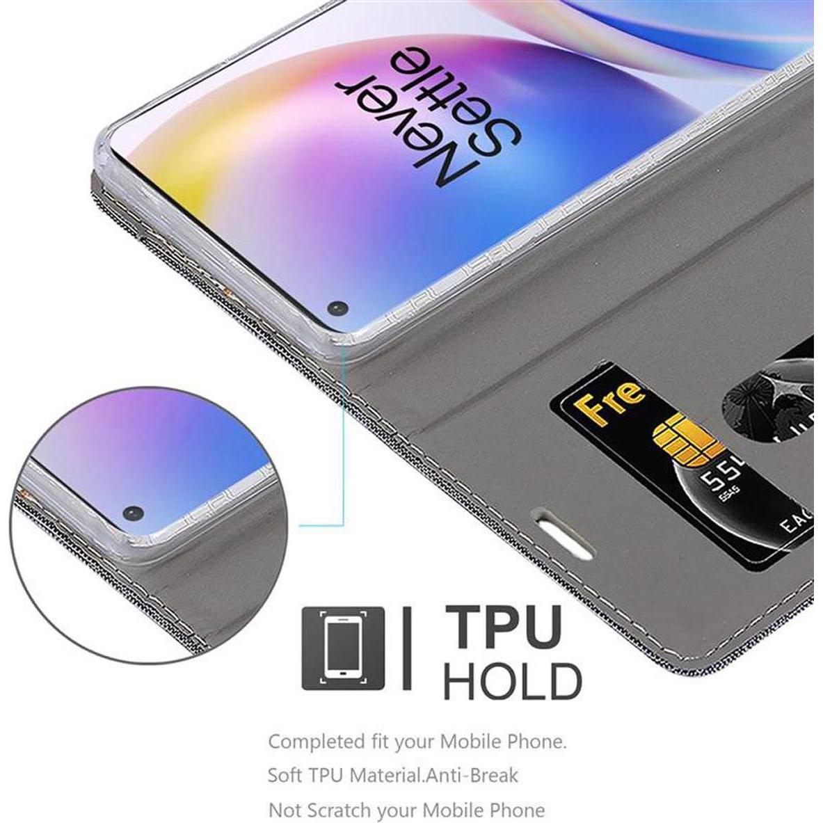Thumbnail - Cadorabo Book Jeans Optik Cover (OnePlus 8 Pro), Smartphone Hülle, Grau