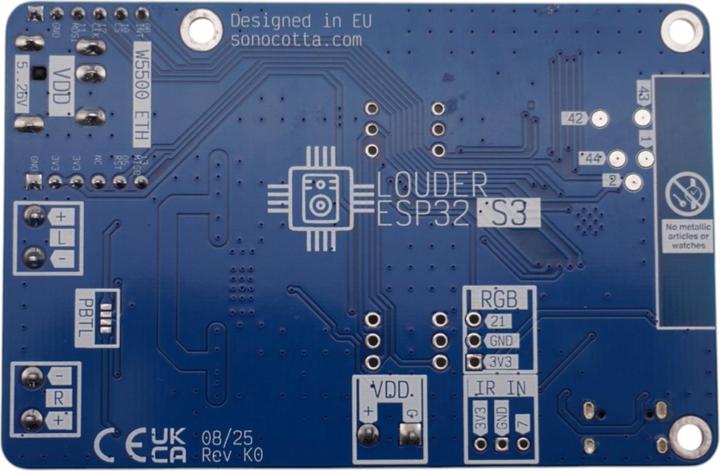Actual product image Elecrow Louder-ESP32-S3 Stereo Audio Entwicklungsboard TAS5805M mit externer Antenne