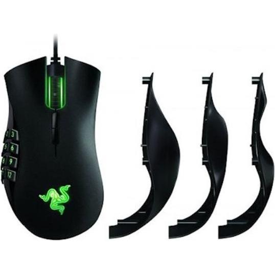 Razer Naga Trinity MMO, högerhand, Optisk, USB, 16000 DPI, 120 g, Svart, Grön (Kabelgebunden), Maus,