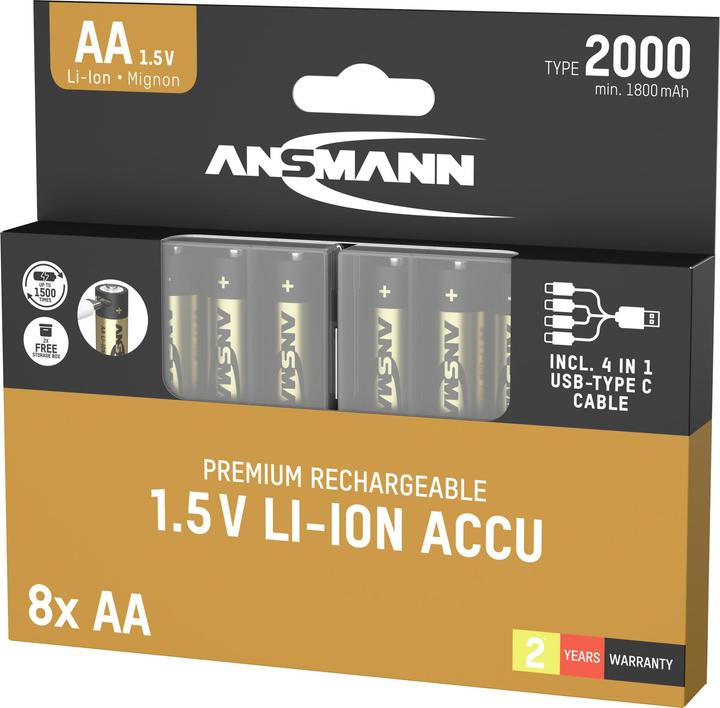 Actual product image Ansmann 1312-0039 Mignon (AA) rechargeable lithium battery 1800 mAh 1.2 V 8 pcs. (8 pcs., AA, 1800 mAh)