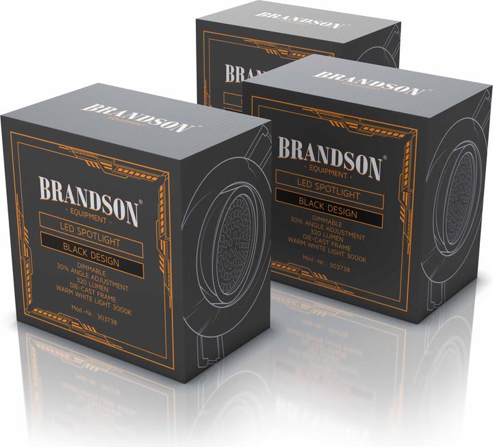 Produktbild Brandson 3x LED Deckenspot, dimmbar & schwenkbar, Einbaustrahler, Einbauleuchte, Einbauspot, schwarz, 3er Set (350 lm)