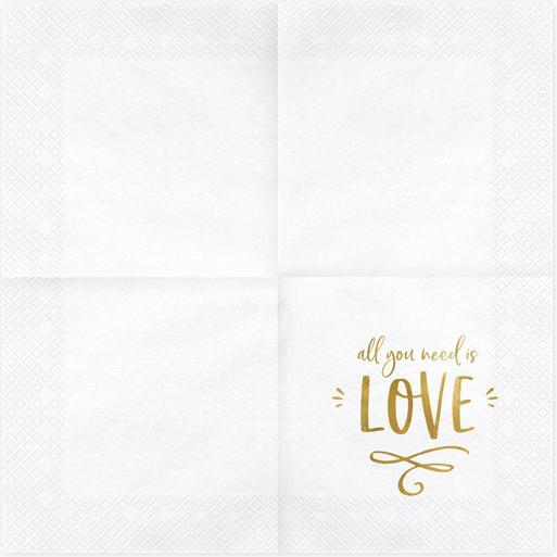 Thumbnail - Partydeco, Servietten, All you need is LOVE (20 Stck) (20 x, 33 x 33 cm)