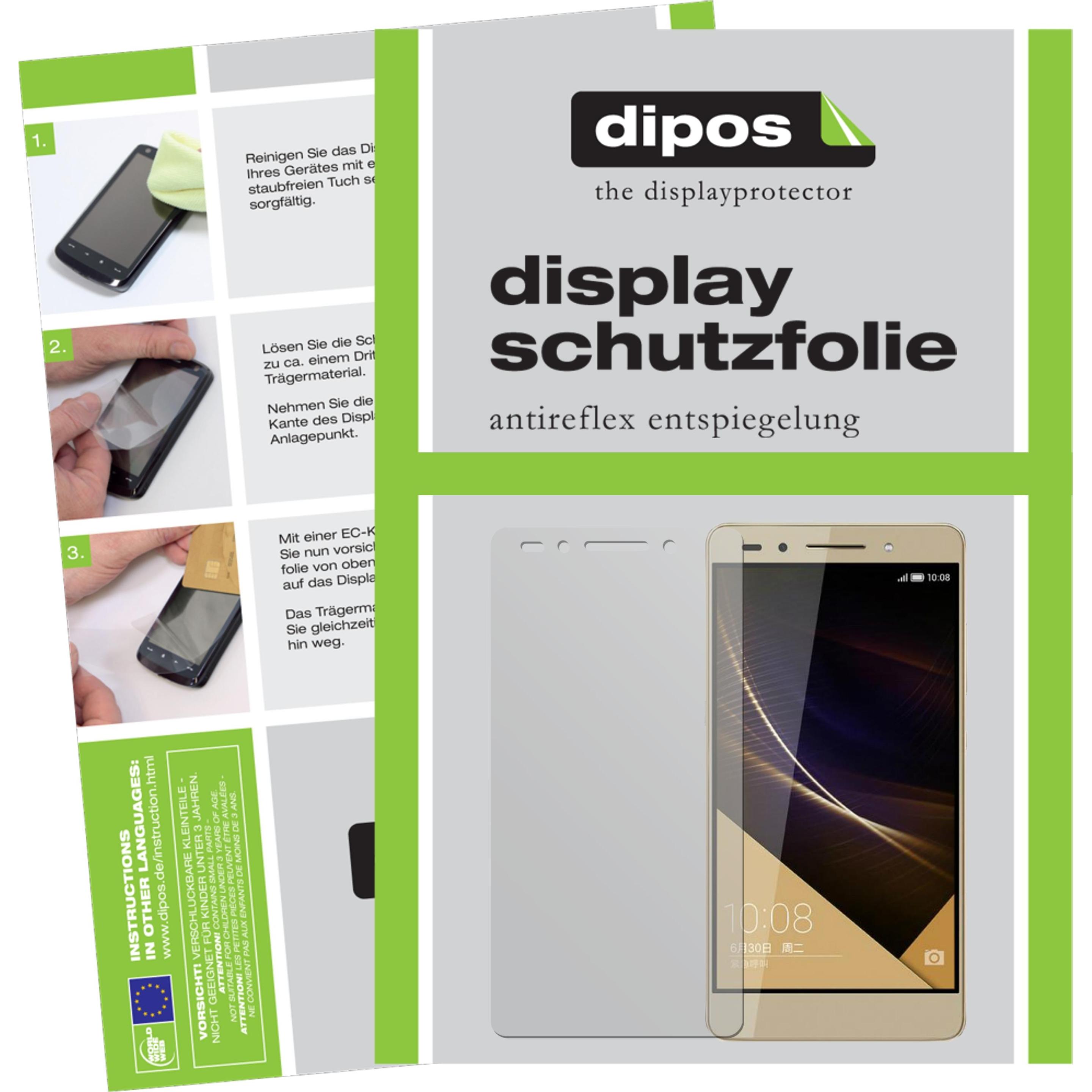 Dipos Displayschutzfolie Antireflex (2 Stück, Honor 7), Smartphone Schutzfolie, Transparent