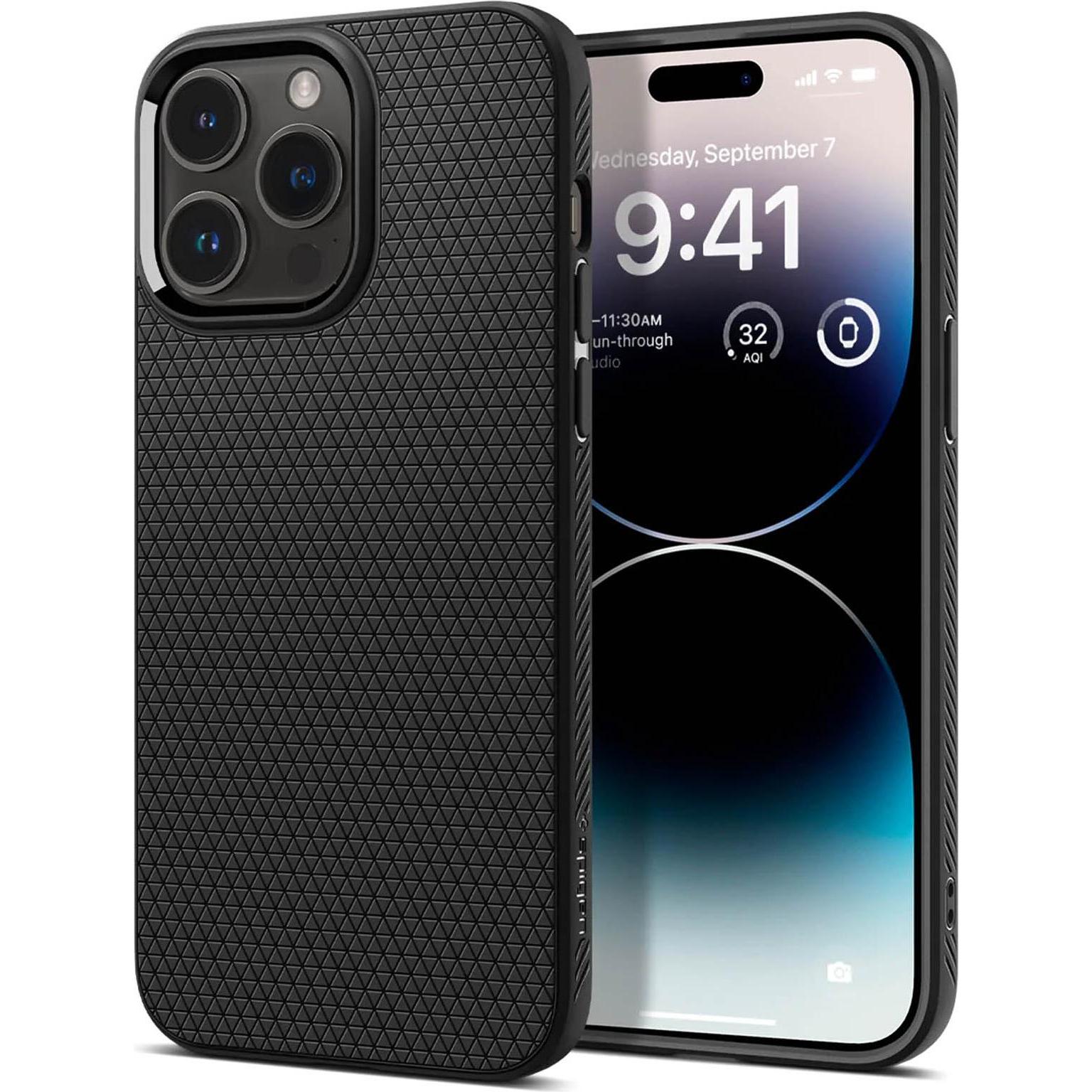Spigen Liquid Air (Apple iPhone 14 Pro Max), Smartphone Hülle, Schwarz