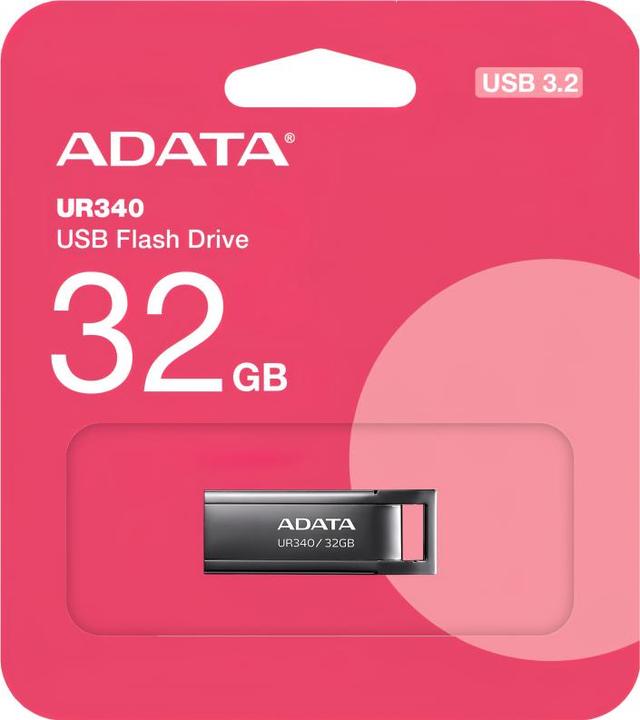 Image du produit Adata Lecteur flash UR340 USB 3.2 Gen1, métal, anti-éclaboussures, anti-chocs, anti-poussière, 32 Go (32 Go, USB-A)