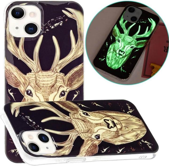 Actual product image Cover-Discount iPhone 15 Plus - Glow in the Dark Silicone Stag Case (Apple iPhone 15 Plus)