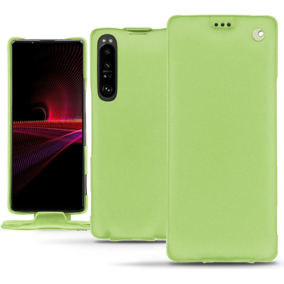 Noreve Lederschutzhülle vertikal (Sony Xperia 1 III), Smartphone Hülle, Grün