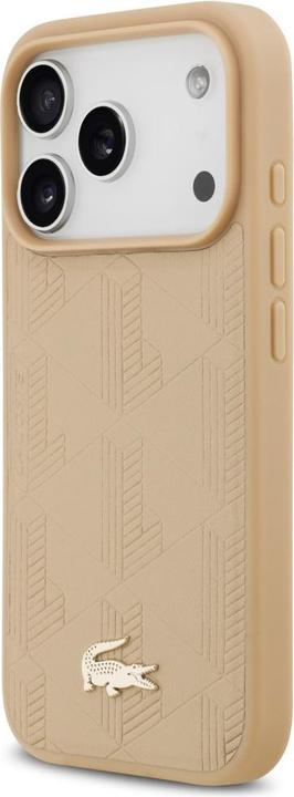 Actual product image Lacoste iPhone 17 Pro Back-Cover hul - MagSafe - Monogramme Print With Gold Logo - Beige (Apple iPhone 17 Pro)