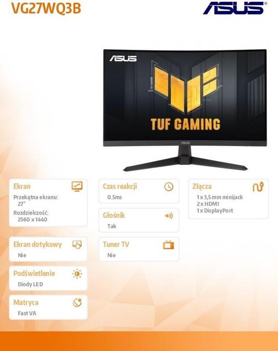 Produktbild ASUS TUF Gaming VG27WQ3B (2560 x 1440 Pixel, 27")