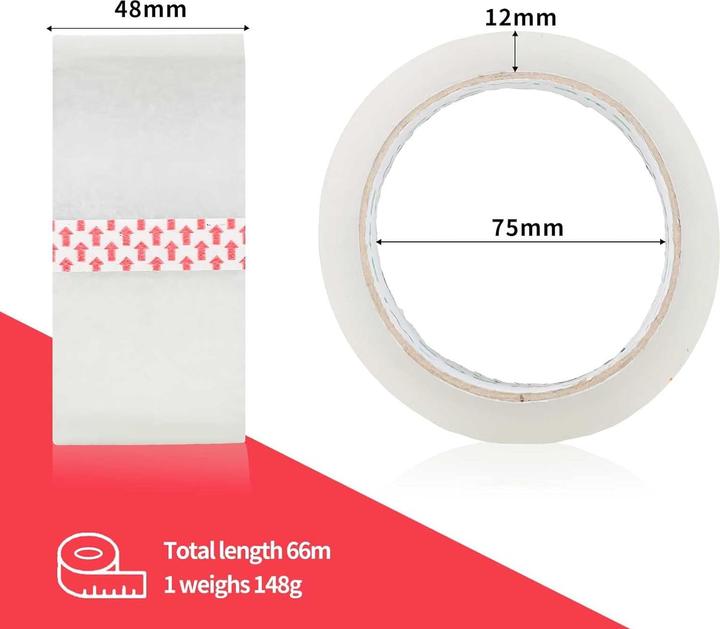 Image du produit Fousenuk 12 Rollen transparentes Paketklebeband (48 mm)