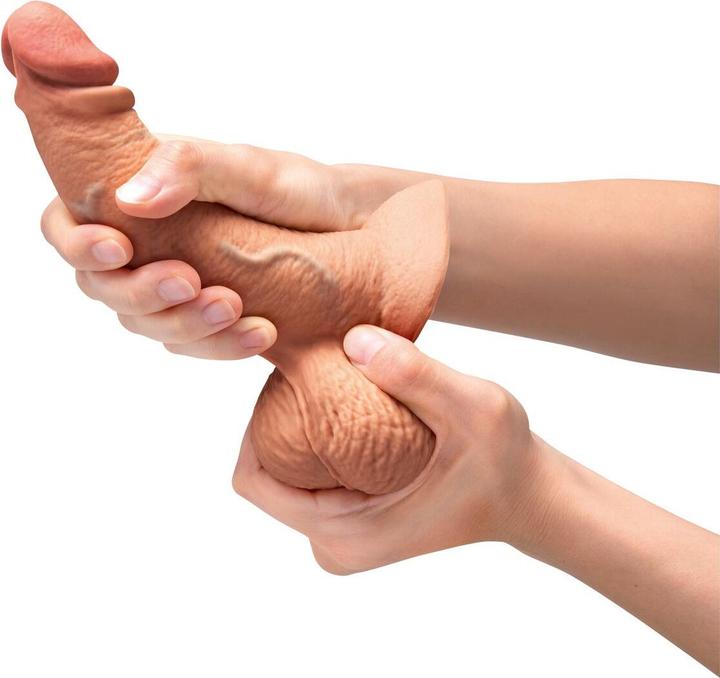 Produktbild Earthly Body Slipskin Realistic Silicone Dildo 6.5 Inch Curved Mocha