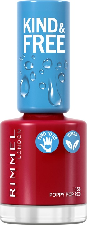 Produktbild Rimmel London RIMMEL Kind & Free Clean Nail Polish lakier do paznokci 156 Poppy Pop Red 8ml (156 Poppy Pop Red, Farblack)