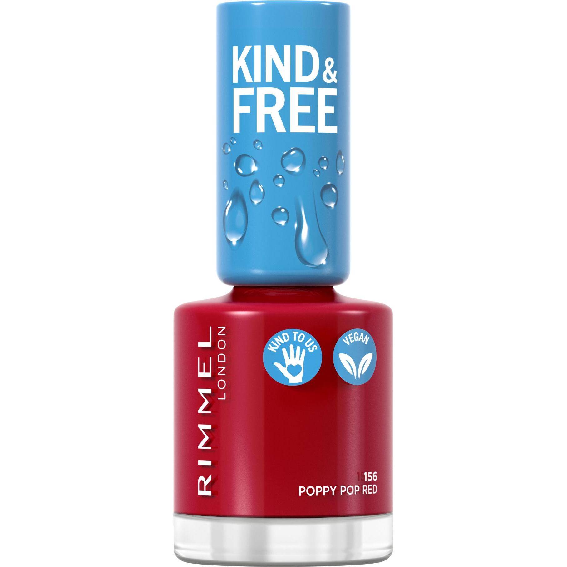 Rimmel London, Nagellack, RIMMEL Kind & Free Clean Nail Polish lakier do paznokci 156 Poppy Pop Red 8ml (156, Farblack)