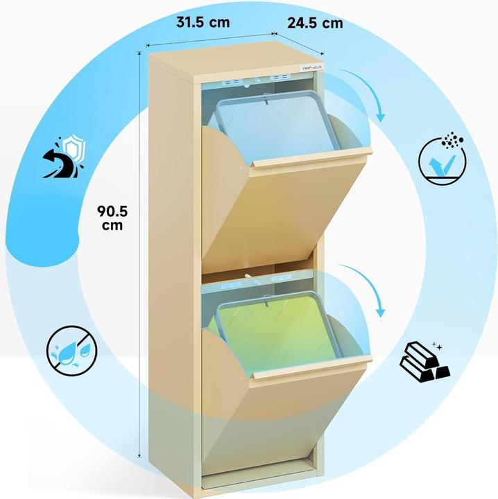 Produktbild Veehaus Küchenmülleimer mit Klappdeckel, 2x15L (30 l)