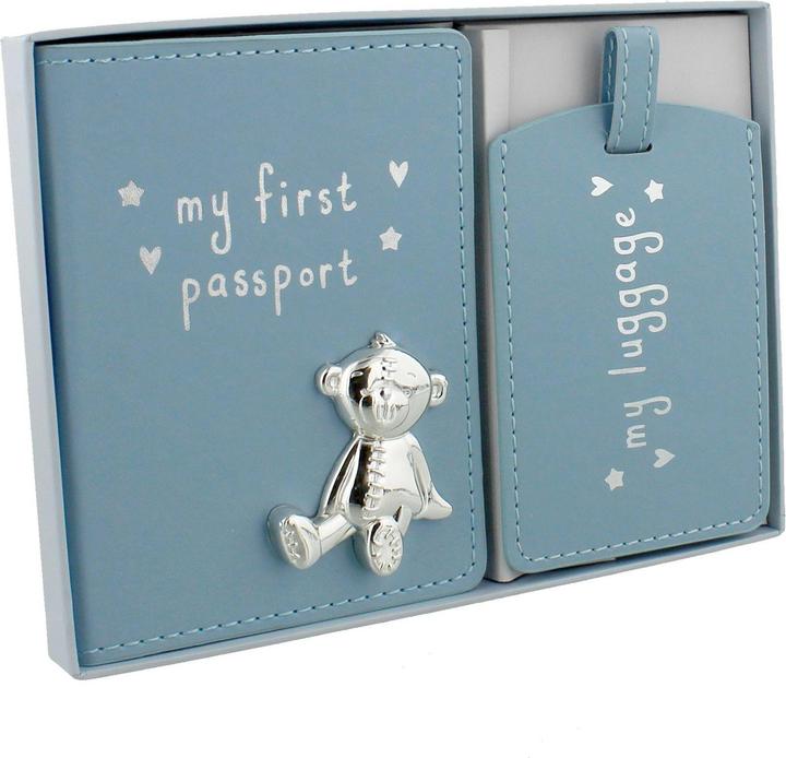 Actual product image Mars Button Corner Leatherette My First Passport Set - Blue
