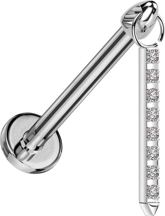 Produktbild Star Piercing Micro Labret Innengewinde silber Cone silber Anhänger Balken Kristalle silber (Titan, ohne Messing)