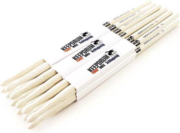 Produktbild keepdrum 7A Hickory Schlagzeugstöcke 6 Paar (Drumsticks)