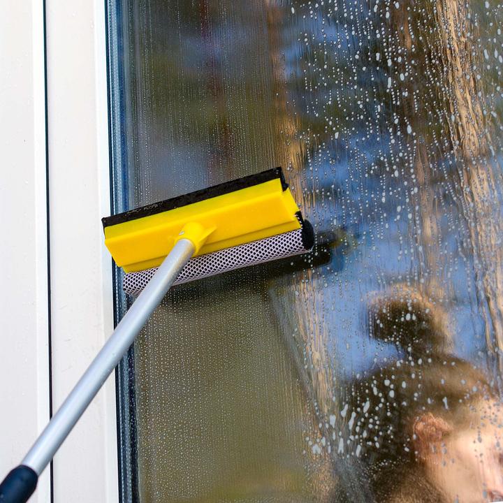 Actual product image Wiltec XPOtool 2in1 3D Teleskop Waschbürste 145-300cm Bürstenkopf Schwamm Abzieher