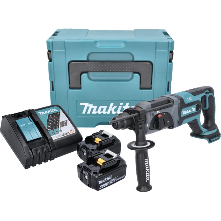 Thumbnail - Makita, Bohrmaschine + Akkuschrauber, DHR 241 RMJ Akku Bohrhammer 18 V 2,0 J SDS plus + 2x Akku 4,0 Ah + Ladegerät + Mak...