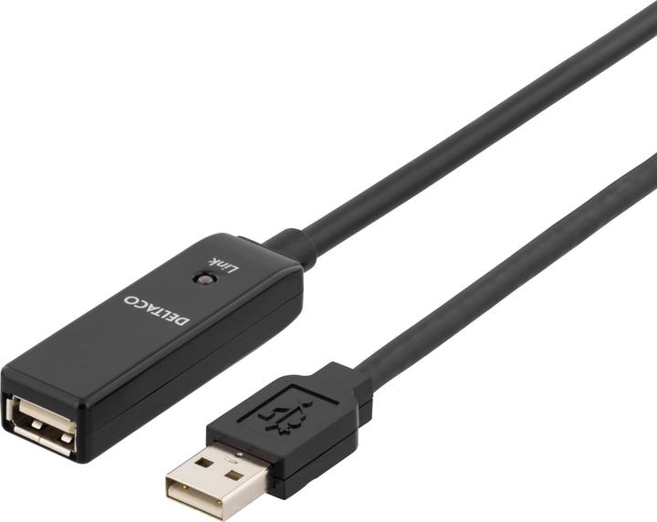 Produktbild Deltaco Cable USB 2.0 extension, 5.0m, active, black (5 m, USB 2.0)