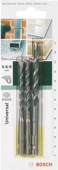 Produktbild Bosch Zubehör Mehrzweckbohrer-, Universalbohrer-Set, 3-teilig, SDS quick, 5 - 8 mm (5 mm, 6 mm, 8 mm)
