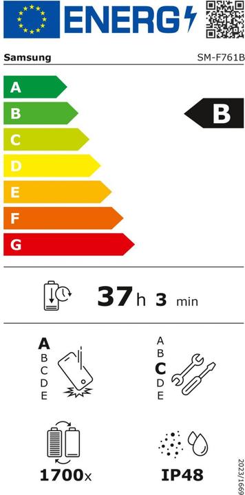 Energy Label Samsung Galaxy Z Flip7 FE (256 GB, White, 6.70", SIM + eSIM, 5G)