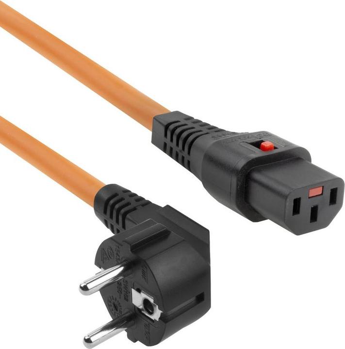 Produktbild Iec Lock 230V CEE 7/7 male (angled) - C13 lockable orange 2.00 m (2 m)