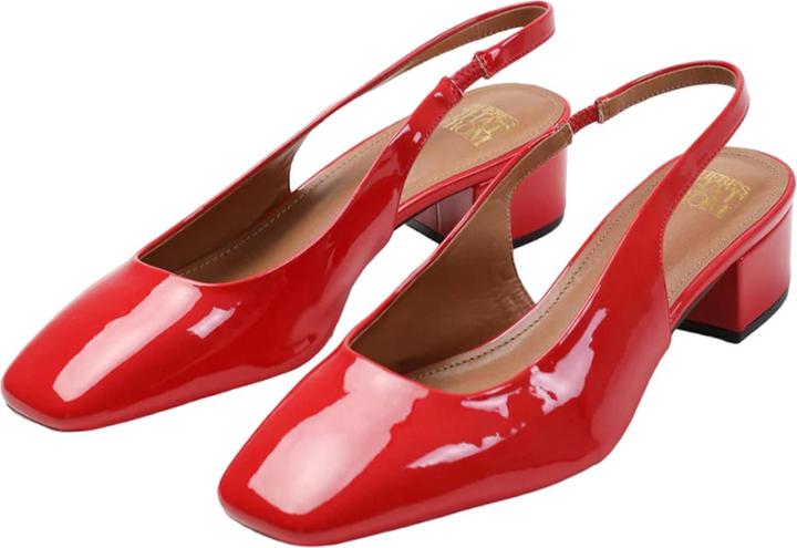 Actual product image Where's That From Womens/Ladies Michigan Patent Leather Sling Back Wide Low Heel Sandals (36)