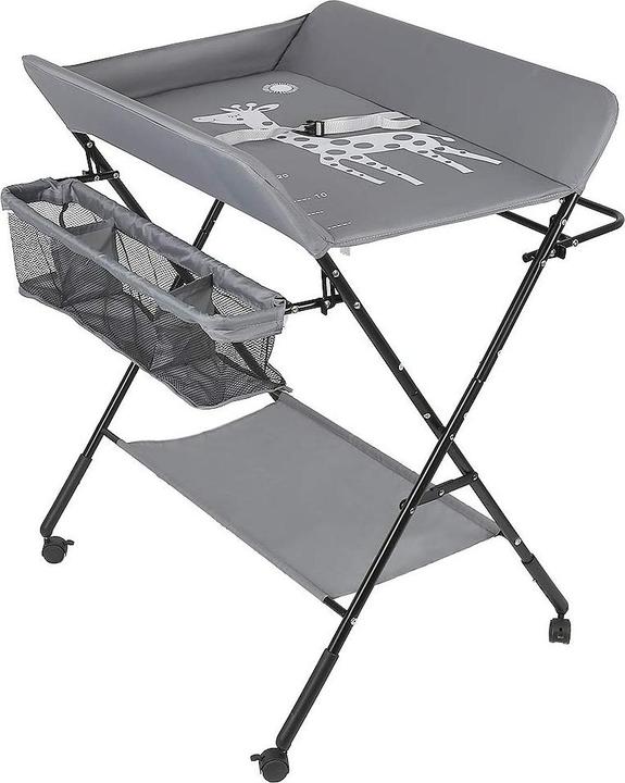 Mupai Mobiler Wickeltisch mit Auflage, Sicherheitsgurt und Ablagefächern