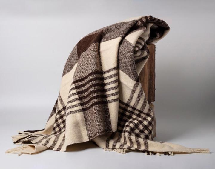 Produktbild MojaMajo Wolldecke Joao 140x190 cm, Braun Weiss (140 x 190 cm)