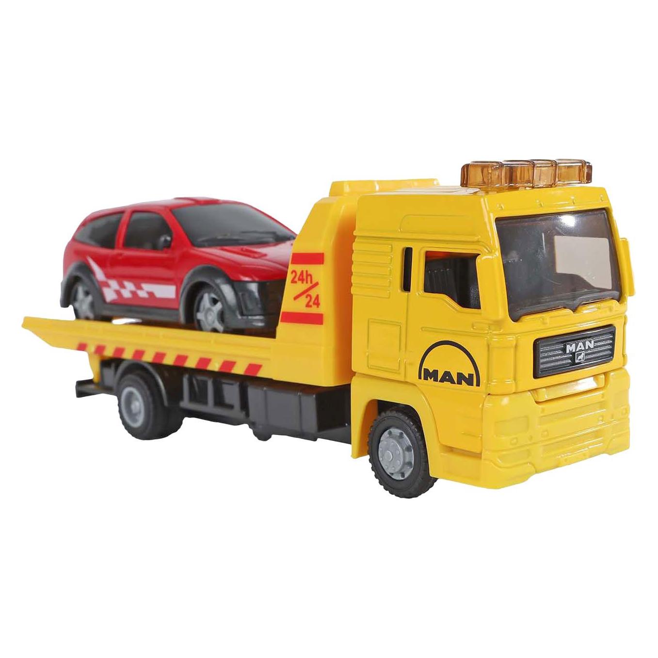 Kids Globe Farming Kinder Wereldbol Man Truck Bergingswagen Met Auto, 19 Cm