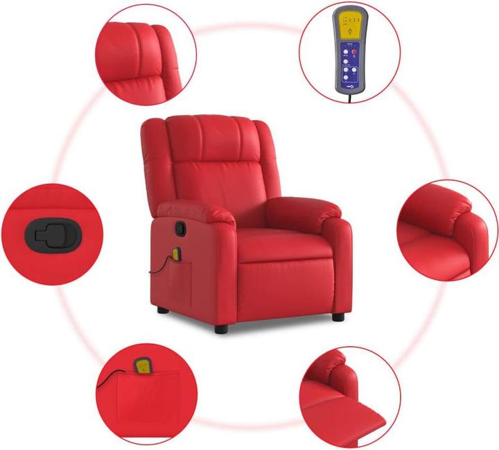 Produktbild vidaXL Massagesessel Fernsehsessel Relaxsessel Sessel Liegesessel Rot Kunstleder