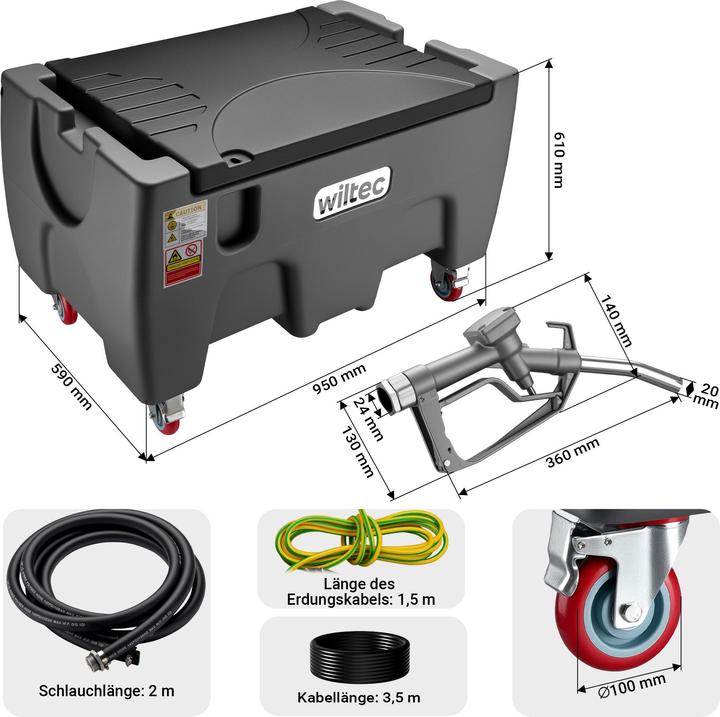 Produktbild Wiltec 150l mobile Tankanlage Pumpe