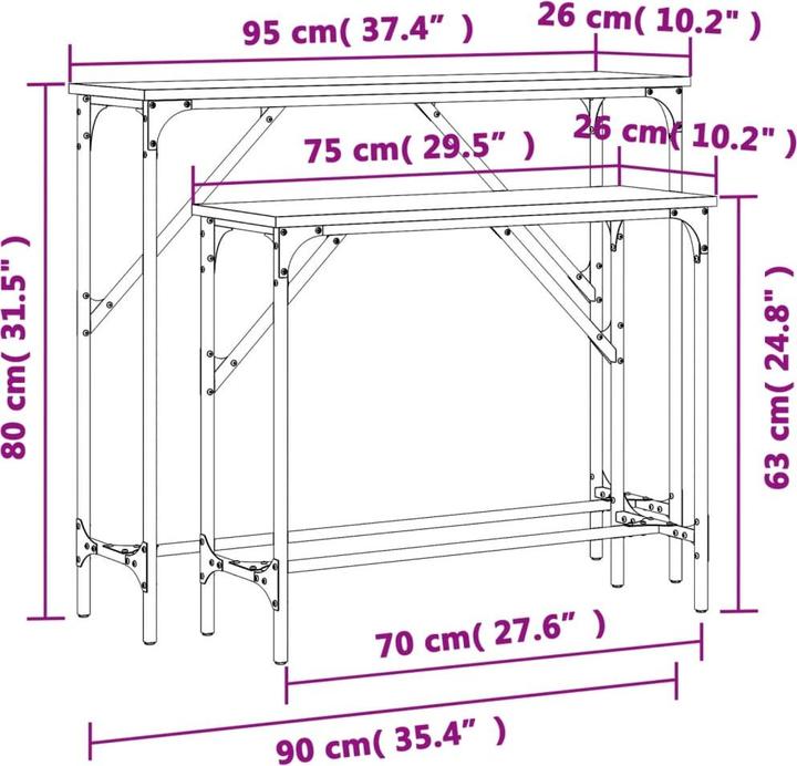 Produktbild vidaXL Konsolentisch (95 x 26 x 80 cm)