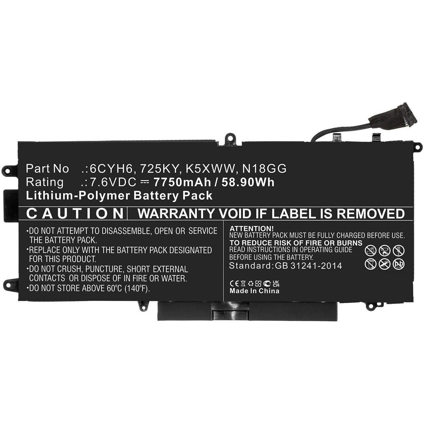 CoreParts Laptop Battery for Dell (7890 mAh), Notebook Akku, Schwarz