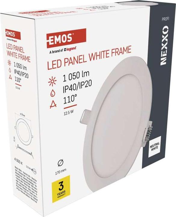Image du produit Emos Luminaire LED encastrable NEXXO, rond, blanc, 12,5W, blanc neutre (1050 lm)