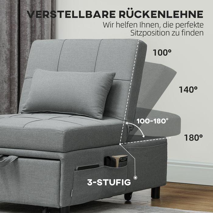 Immagine prodotto Swisshandel24 3-in-1 Schlafsessel mit Bettfunktion, ausziehbares Schlafsofa, Schlafstuhl, bis 150kg, hellgrau