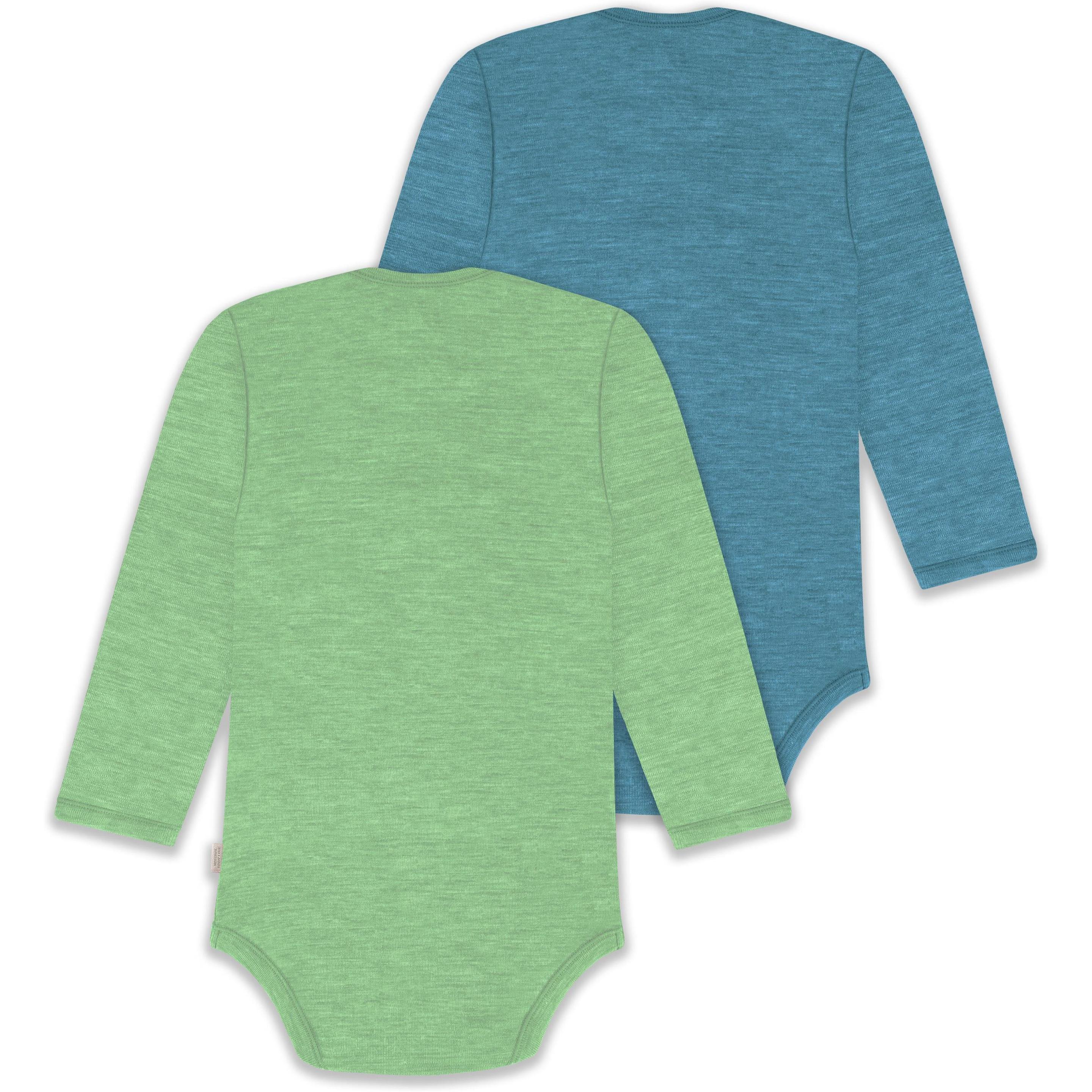 Thumbnail - Normani, Herren, Body, 2er Pack Baby Merino Body Langarm „Auckland" - 9381, Grün, (74)