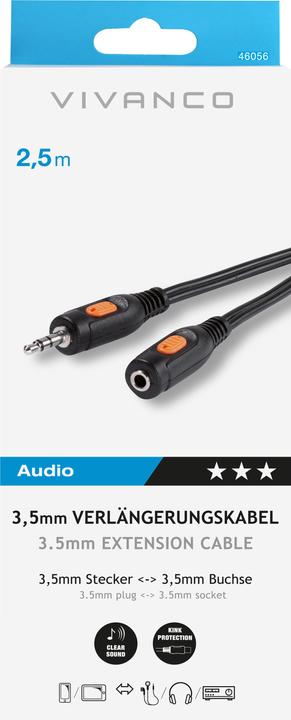 Actual product image Vivanco Pawl extension (2.50 m, 3.5mm jack (AUX))